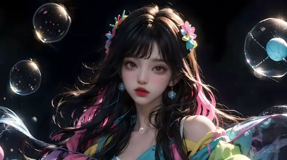 黑色泡泡女孩高清视频